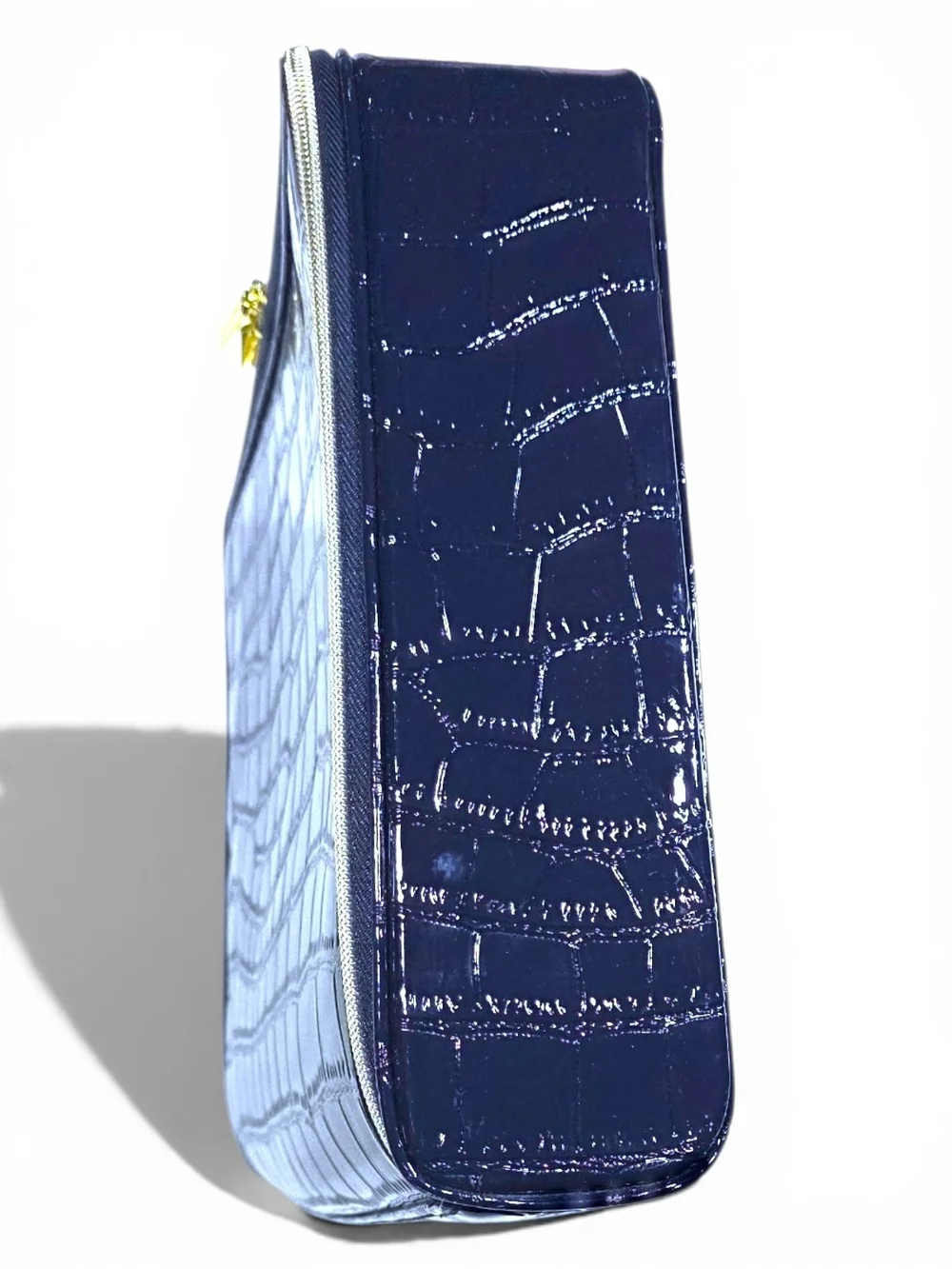 Estée Lauder Navy Blue Crocodile Embossed Makeup Train Case | Gold Zipper. - Picture 6 of 7